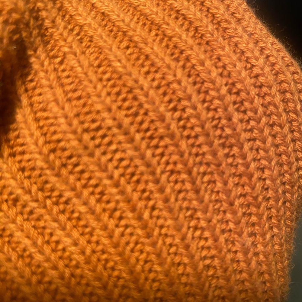 Women’s Turtleneck cropped Ribbed Sweater in Burnt Orange - Picture 3 of 5